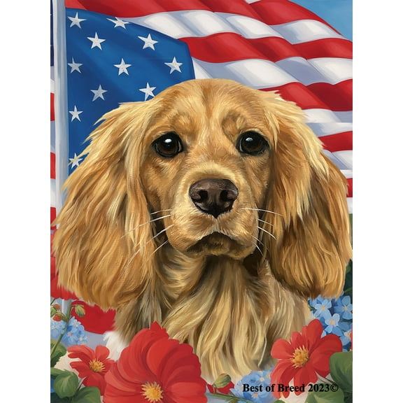 Cocker Spaniel Buff - Best of Breed All-American Patriotic I Garden Flag