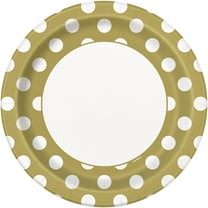 Gold Polka Dot Paper Dinner Plates, 9in, 8ct