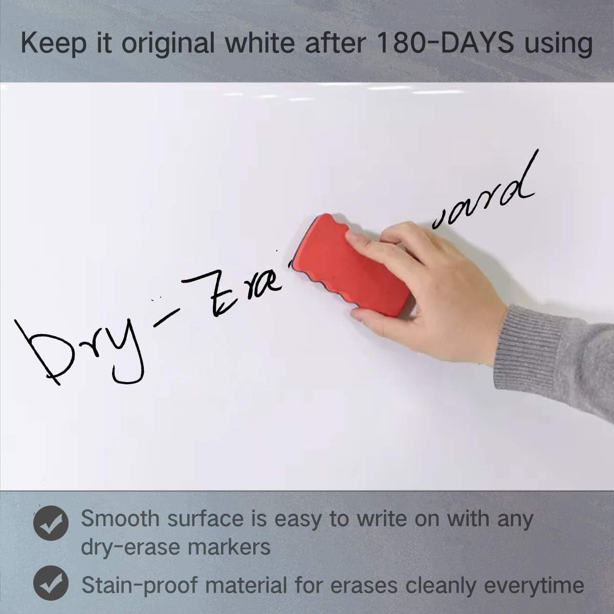 ZHIDIAN Magnetic Whiteboard Contact Paper 36" x 24", Dry Erase White Board Sticker with Non-Adhesive Backing