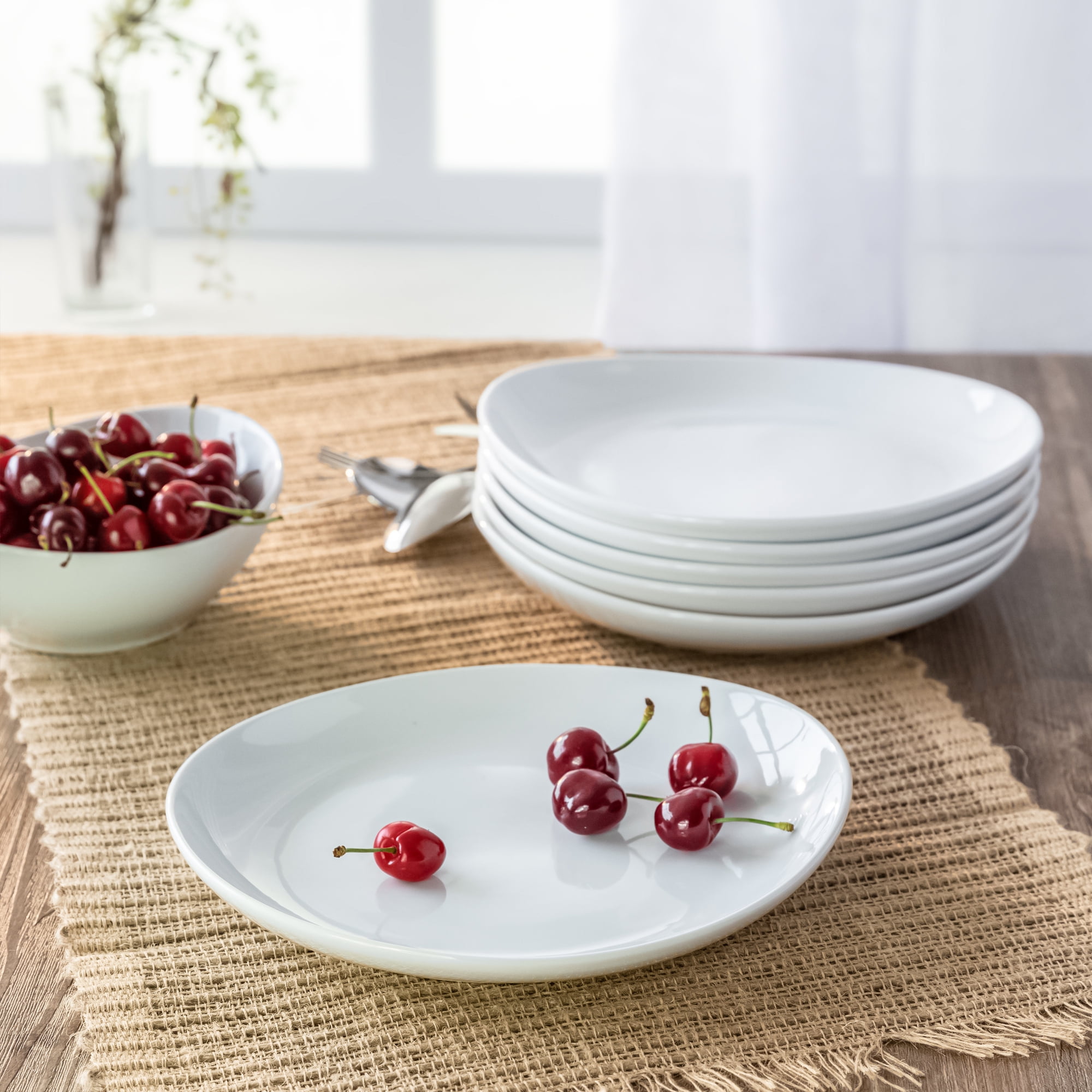 Better Homes & Gardens Oval Monroe Salad Plates, Set of 12, White