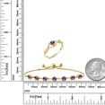thumbnail image 2 of Gem Stone King 2.87 Ct Round Purple Amethyst 18K Yellow Gold Plated Silver Ring and Bracelet Jewelry Set (Size 5), 2 of 3