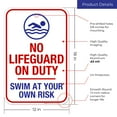 thumbnail image 3 of No Lifeguard On Duty Sign, Swim At Your Own Risk Pool Sign,, 3 of 8