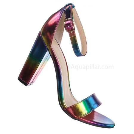 Bamboo - Frenzy94 by Bamboo, Holographic Iridescent Block High Heel ...