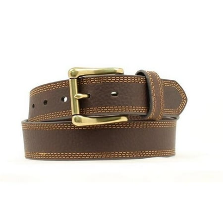 - 34 Inch Triple Stitch Buckle Belt, Brown