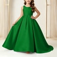 thumbnail image 5 of Girls Floor Length Princess Dresses,Cozy Satin Sleeveless Maxi A Line Solid Color Gown for Pageant Wedding Flower Girl Birthday Party Ceremony Green 11-12 Years, 5 of 6