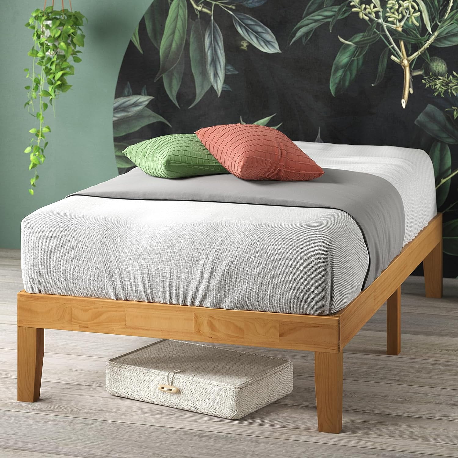 Costway Single Twin Size 14'' Wooden Bed Frame Mattress Costway Single Twin Size 14'' Wooden Bed Frame Mattress