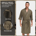 thumbnail image 3 of EA'S SECRET Mens Robes 100% Cotton Lightweight Kimono Bathrobe Soft Robe ShorttSleeve Sleepwear Soft Knee Length Robe with Pockets Spa Robes for Men (Olive Green,L), 3 of 7