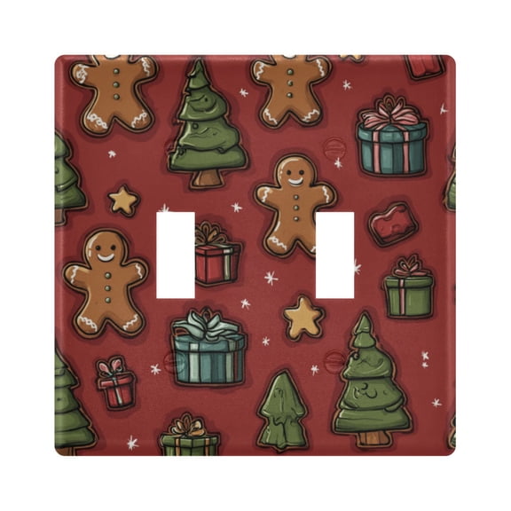 Dailycode Light Switch Plate Covers 2 Gang Wall Plate Plastics Outlet Covers for Kitchen Home Office Decor Christmas Tree Gift