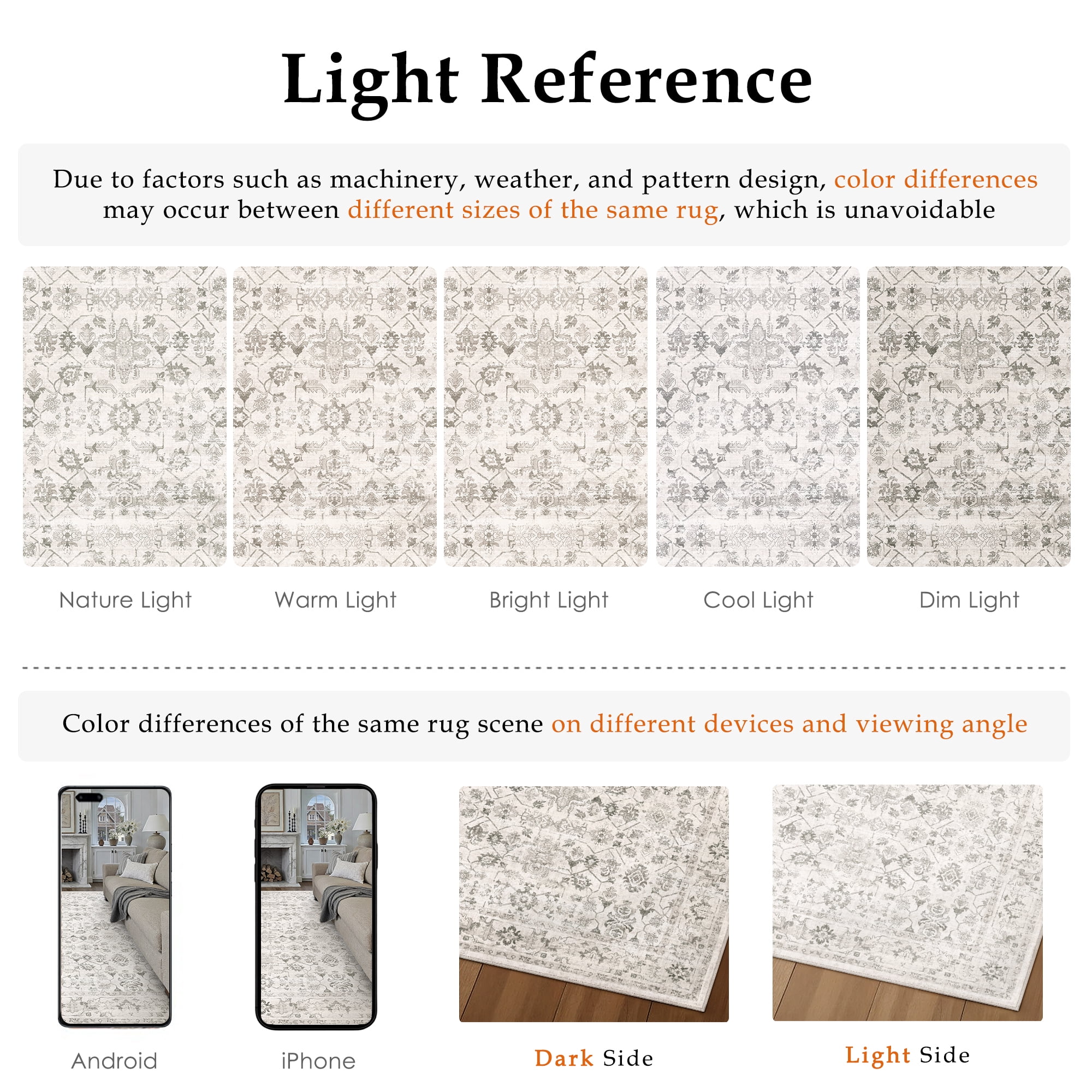 BERTHMEER 9'x12' Area Rugs for Living Room Rugs for Bedroom Gray Vintage Non Slip Washable Large Farmhouse Office Dining Room Oriental Traditional Distressed Carpets