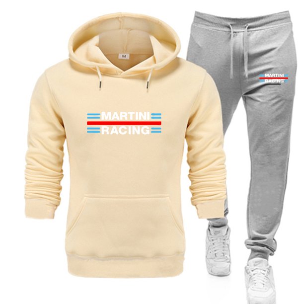 Conjunto de chándal de carreras Martini para correr de otoño, sudadera con capucha y pantalones para hombre, chándal informal, ropa deportiva para hombre, ropa de gimnasio, chándal nuevo 2024