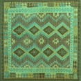 thumbnail image 1 of Ahgly Company Machine Washable Indoor Square Southwestern Turquoise Blue Country Area Rugs, 6' Square, 1 of 4