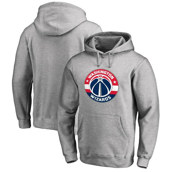 Men's Heather Gray Washington Wizards Primary Logo Pullover Hoodie