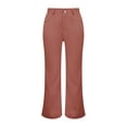 thumbnail image 5 of Women's Solid Color Wide Leg Pants, High Waist 90s Style Jeggings with Back Pockets, Casual Streetwear Denim Look Pull-On Pants for 2025 Summer Fashion Watermelon Red, 5 of 5