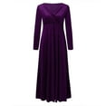 thumbnail image 6 of Zshosam Women’s Pleated Handkerchief Hem Dress with Long Sleeves(Purple,S), 6 of 7