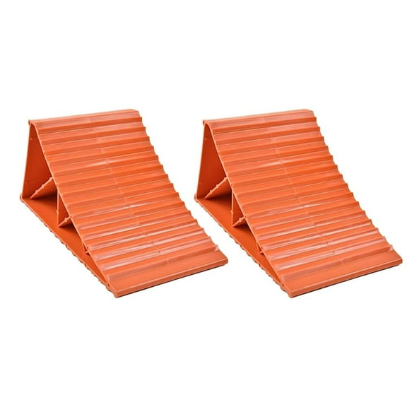 MARINE CITY Tire up to 20 Inches Plastic Orange Wheel Chocks 8-5/8 Inches  5 Inches  4-1/4 Inches for Trailers Vans Cars RVs Pack of 2