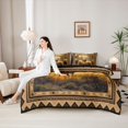 thumbnail image 5 of Manfei Sunset Elk Patch 7 Pieces Full Size Bedding Sets,Rustic Pine Check Full Size Bed in a Bag,Golden,Black Reversible, 5 of 7