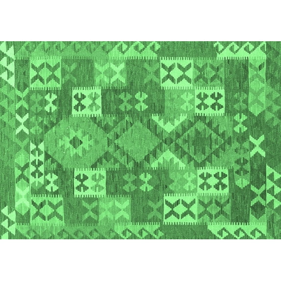 Ahgly Company Indoor Rectangle Southwestern Emerald Green Country Area Rugs, 6' x 9'