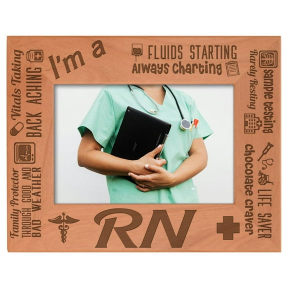 ThisWear RN Gifts For Nurses I'm a RN Essential Attributes Wood Laser Engraved Landscape 4x6 Picture Frame