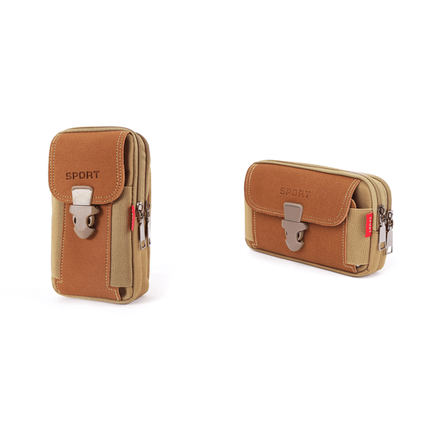 Riñonera Lona para Hombre Bolso Con (estilo 1 Caqui)