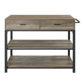 Rustic Oak & Black Kitchen Island 52" Butcher Block Countertop