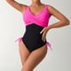 thumbnail image 4 of Trajes de baño de una pieza para mujer, conjuntos de bikini sin espalda con frenillo y cordón de moda con bloques de color para mujer, traje de baño para mujer, 4 of 6
