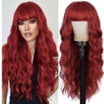thumbnail image 4 of 26 Inch Red Curly Wig, Synthetic Fiber, for Women, European Style, Party Daily Wear, 4 of 6