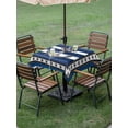 thumbnail image 4 of Outdoor Tablecloths with Umbrella Hole & Zipper, Navy Blue Anchor 54x54 Inch Square Tablecloths, Nautical Summer Beach Coastal Ocean Waterproof Table Cloth, Patio/Pool/Picnic Table Covers, 4 of 8