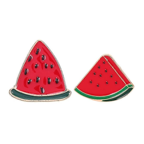 2pcs Watermelon Alloy Brooches For Women Suitable For Clothing Decoration Summer Lapel Pins And Backpack Accessories Cute Funny Cartoon Pins