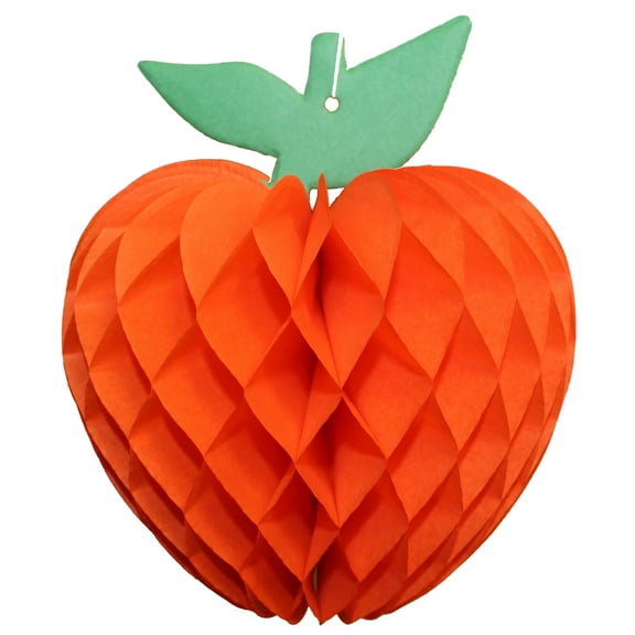 3-pack Devra Party 7 Inch Honeycomb Tissue Paper Apple Decoration, Orange