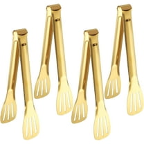 4 PCS Serving Tongs Gold Tongs 9 Inch Serving Utensils Stainless Steel Serving Tongs for Salad Buffet Appetizer Dessert Tong for Food Parties (9 Inch, 4 GOLD)