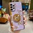 thumbnail image 2 of For Samsung Galaxy A23/A53/A13/A14/A54/A32 Phone Case Ladies Girl, Luxury Cute Sparkling Artificial Diamond Butterfly Flower Design With Ring Stand, Electroplated Glitter Girl Hard Case For Samsung Ga, 2 of 5