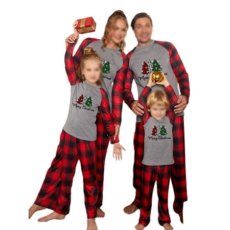

Frontwalk Family Matching Christmas Pajamas Set Holiday Santa Deer Sleepwear Xmas PJS Set for Couples and Kids Gray Dad M