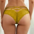 thumbnail image 3 of Cute Panties 4pc Panties for Women Lace Thong Lace Breathable Underwear Scallop Thongs Ladies Plus Size Underpant Briefs Underwear Women High Waist Yellow XXL, 3 of 8