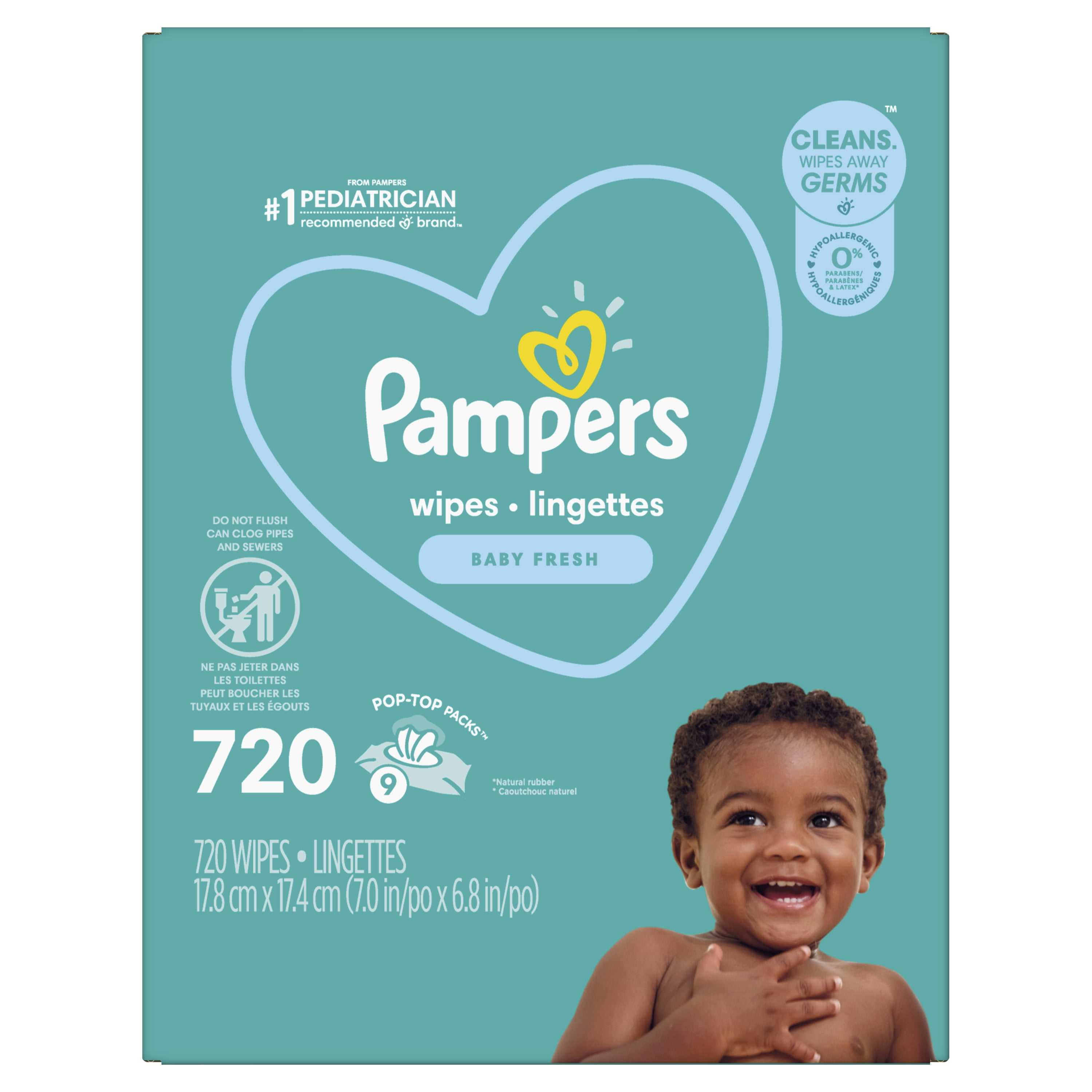 Pampers Baby Wipes, Baby Fresh Scented, 9X Pop-Top Packs, 720 Ct