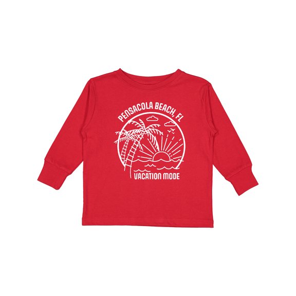 Inktastic Summer Vacation Mode Pensacola Beach Florida Boys or Girls Long Sleeve Toddler T-Shirt