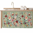 thumbnail image 2 of Sage Green Floral Cabinet Curtain 32"Wx55"L, Dustproof Pantry Door Curtain with Self Adhesive Tape, Spring Flowers Leaves Farmhouse Tall Storage Cover Privacy Drape for Bathroom Kitchen Laundry Room, 2 of 9