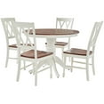 thumbnail image 1 of Bowery Hill Ensemble de Salle à Manger 5 Pcs en Bois avec Piédestal Rond, Blanc Frotté/merisier Riche, 1 of 9