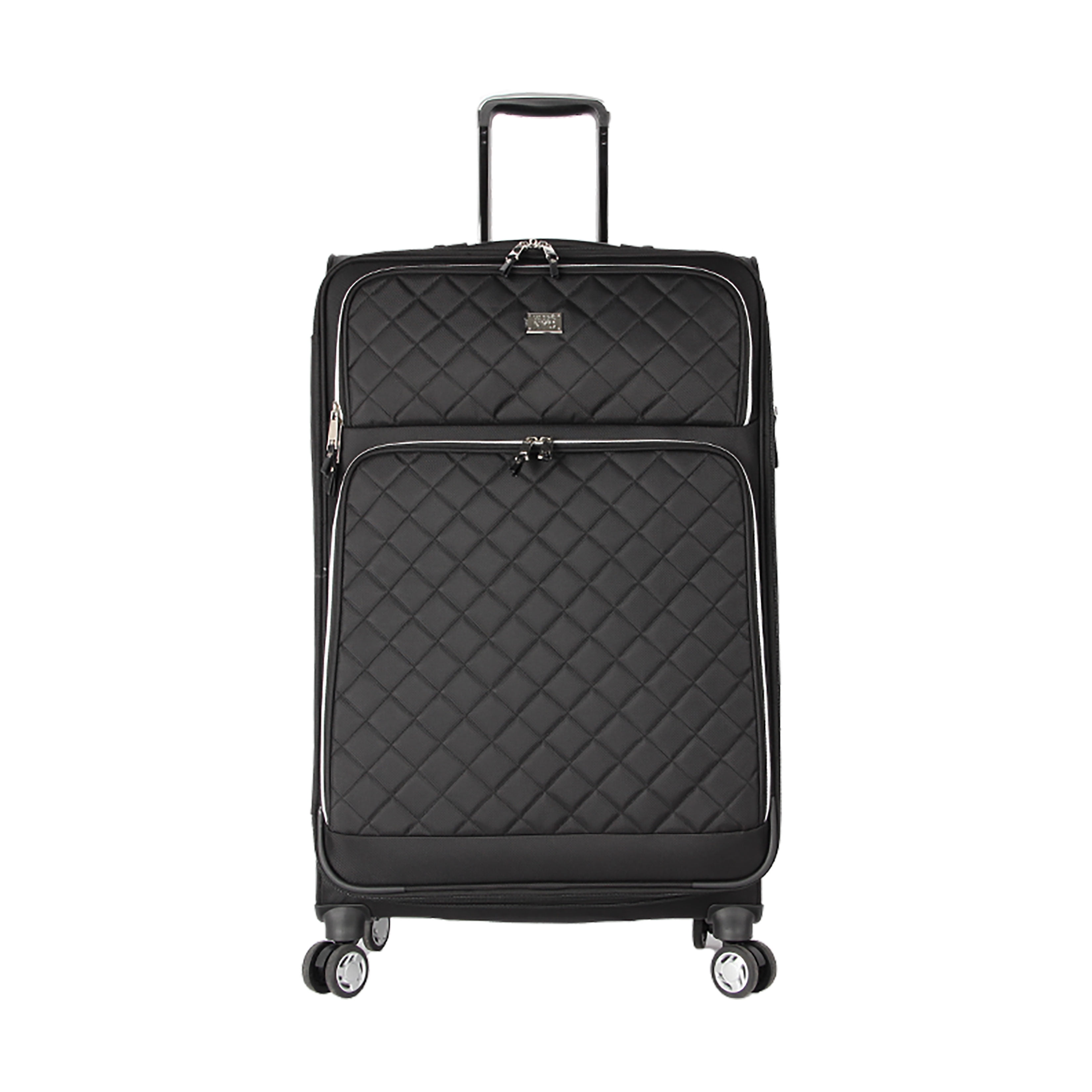 MADDEN NYC, Aesthetic Soft Side 28" Expandable Checked Luggage with Spinner Wheels, Black