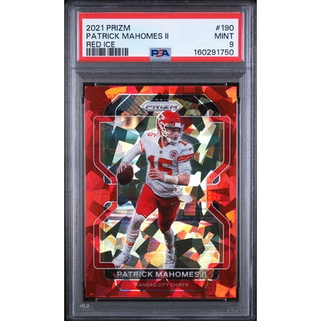 Patrick Mahomes II 2021 Panini Prizm Red Ice Kansas City Chiefs Football Card #190 Graded PSA 9 Cert #160291750