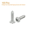 thumbnail image 3 of Uxcell ST4x16x8mm Phillips Pan Head Self-tapping Screw with Washer, 100pack 304 Stainless Steel Wood Screw (Silver), 3 of 6