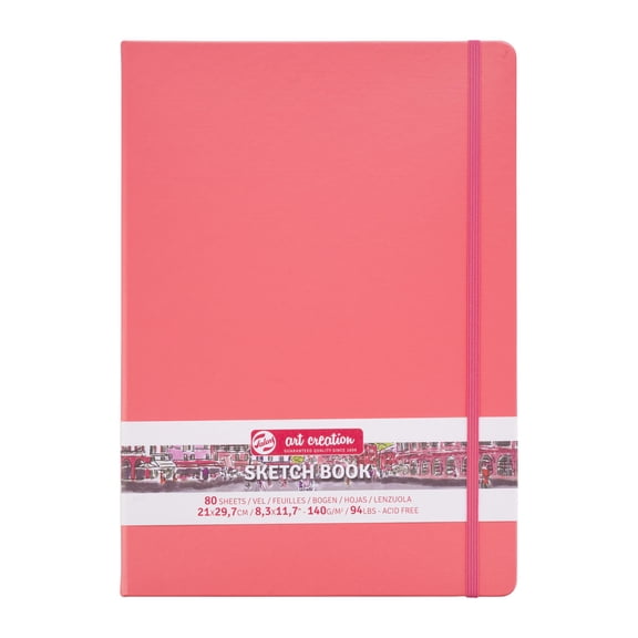 Art Creation Writing Notebooks & Sketch Books 8.3in x 11.7in, 90 lbs, Coral Red, 80 Pages