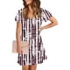 thumbnail image 3 of Vestido Corto de Verano Moda Gradiente Corto de Manga en V Cuello Vestido Casual, Poliéster Ligero de Verano, Lavado de Manos, 3 of 7