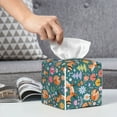 thumbnail image 6 of Sikiie Foxes and Birds in Forest Leather Tissue Box Cover Square, tissue box holder, Tissue Box with Bottom Belt-5.2”x5.2”x5.2”, 6 of 7