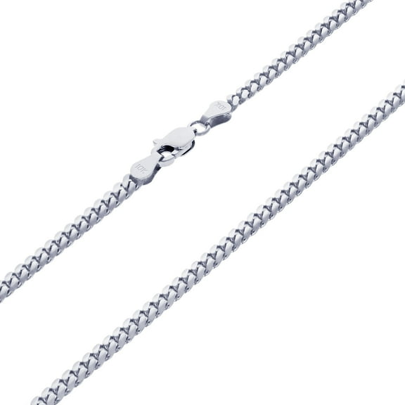 Nuragold 10K Real White Gold Solid Miami Cuban Link 3.5mm Chain Necklace (16"-30") Italian Jewelry for Men & Women