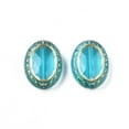 thumbnail image 2 of 50pcs Plating Acrylic Beads Metal Enlaced Oval Dark Turquoise 17.5x13x5.5mm Hole: 1.6mm, 2 of 3