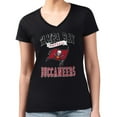 thumbnail image 4 of Women's G-III 4Her by Carl Banks Black Tampa Bay Buccaneers Super-Slim Fit Lightweight Team Logo Graphic V-Neck T-Shirt, 4 of 5