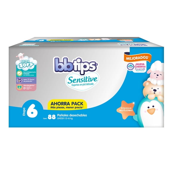 Pañal Desechable Bbtips Talla 6 Unisex 88 piezas