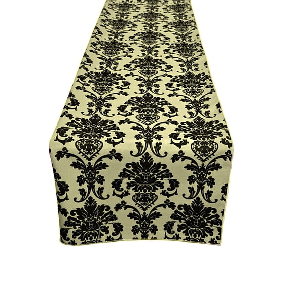 Poplin Damask Table Runner Ivory