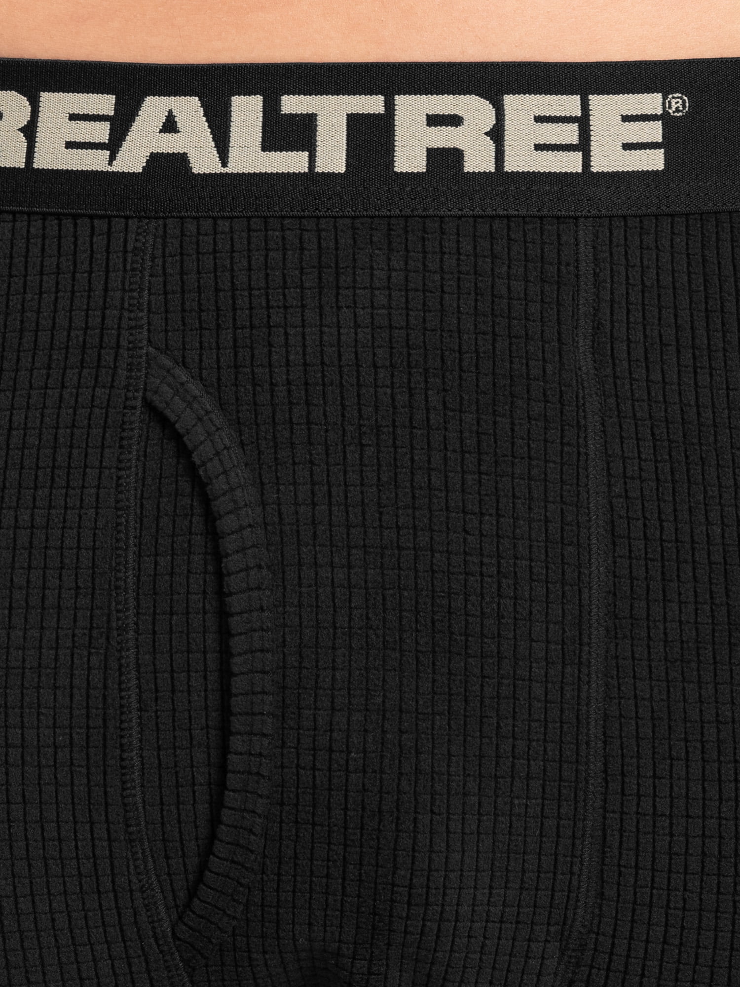 Realtree Men's Waffle Grid Fleece Base Layer Thermal Bottom, Black, XL