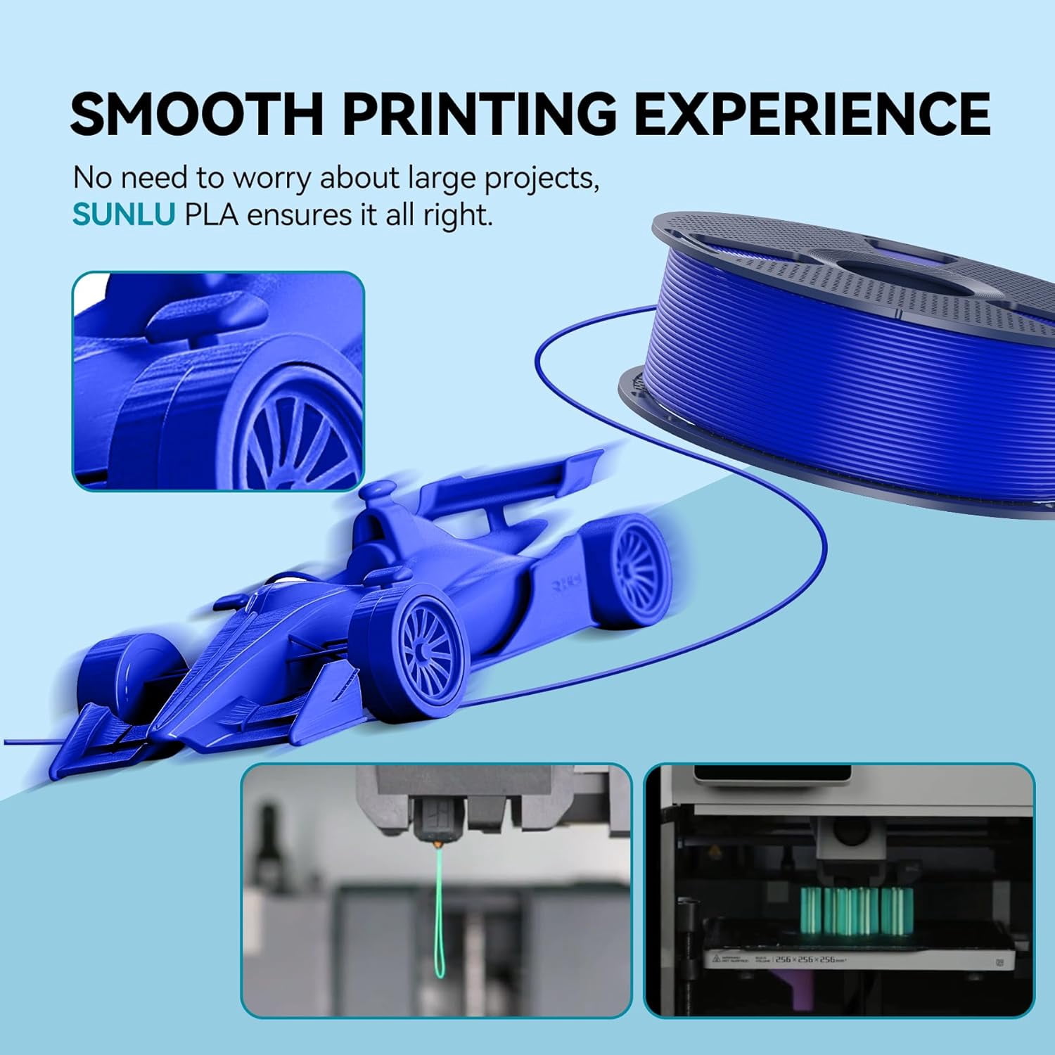 PLA 3D Printer Filament PLA Filament 1.75mm, Neatly Wound 3D Printing Filament 1.75mm, Dimensional Accuracy +/- 0.02 mm, Fit Most FDM 3D Printers, 1kg Spool (2.2lbs), Wood Color